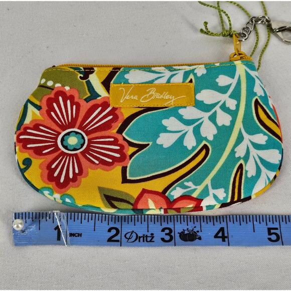 VERA BRADLEY FLORAL COIN PURSE POUCH WALLET 3" x 6" WITH ZIPPER CLOSURE - Picture 8 of 9